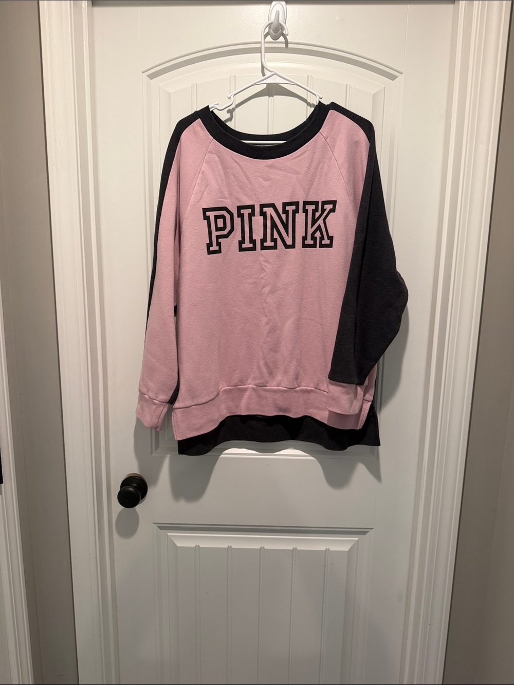 PINK Victoria's Secret Pink and Black Colorblock Pullover Sweatshirt